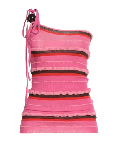Jacquemus One Shoulder Vest In Pink