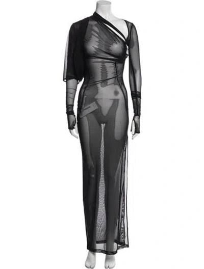 Pre-owned Jacquemus One-shoulder Long Dress In Black