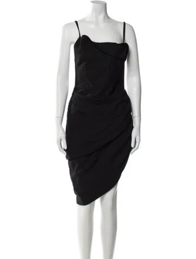 Pre-owned Jacquemus One-shoulder Midi Length Dress In Black