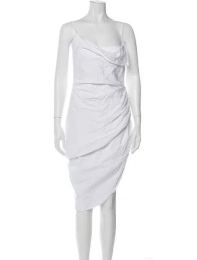Pre-owned Jacquemus One-shoulder Midi Length Dress In White