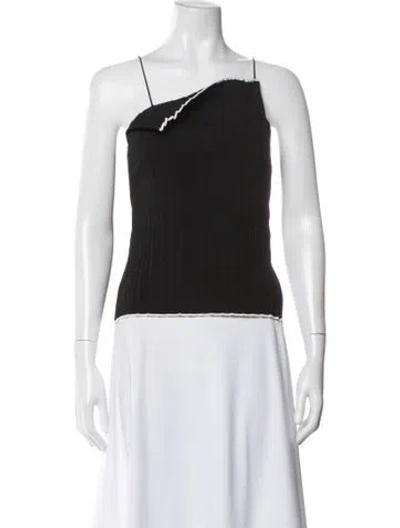 Pre-owned Jacquemus One-shoulder Sleeveless Crop Top In Black