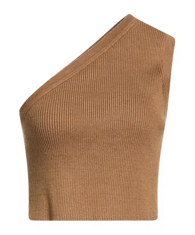 Jacquemus One-shoulder Solid-colored Knit Top In Brown