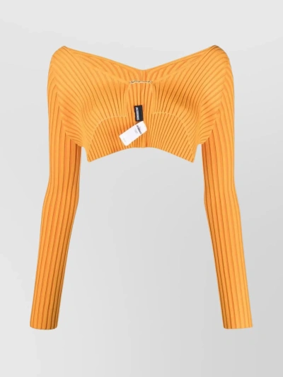 Jacquemus Open Back Ribbed Knit Cardigan In Yellow