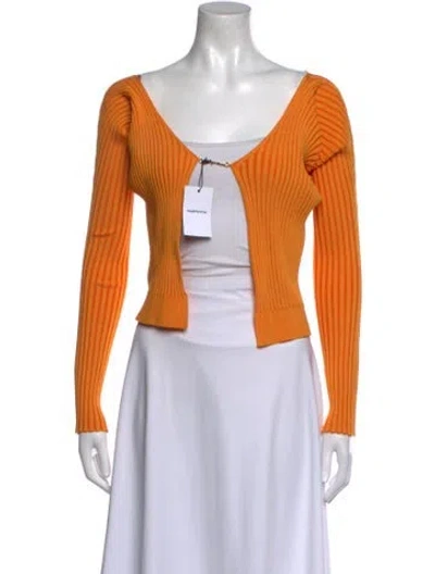 Pre-owned Jacquemus Open Front Long Sleeve Crop Top In Orange
