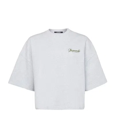 Jacquemus Short Sleeve Crew Neck Oversized Top In Grey