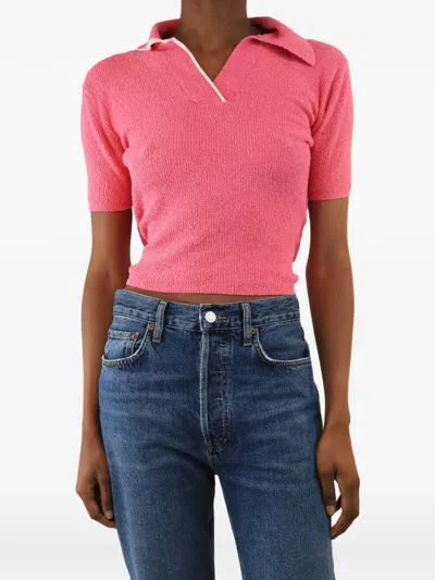 Pre-owned Jacquemus Open-back Knitted Polo Top In Pink