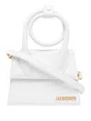 Jacquemus Optic White Leather 'il Chiquito With Knot' Handbag With Gold Logo Plaque