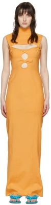 Jacquemus La Robe Palmi Stretch Cut Out Midi Dress In 750 Orange