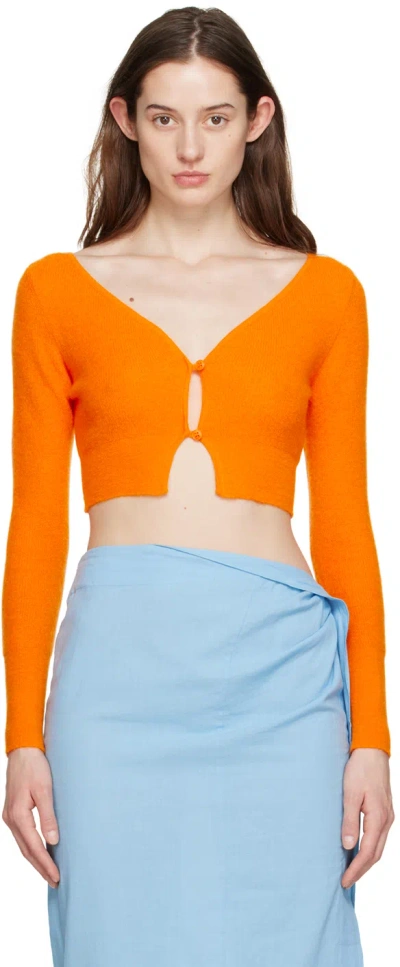 Jacquemus V-neck Buttoned Cropped Cardigan In Purple