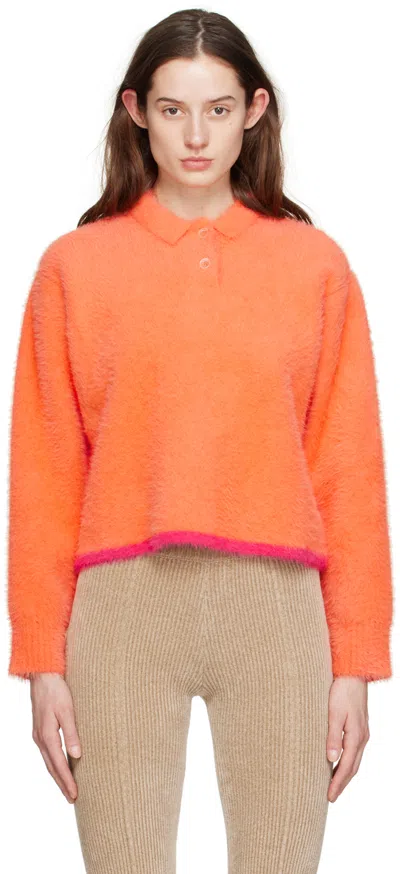 Jacquemus Orange 'le Polo Neve' Long Sleeve Polo In 750 Orange