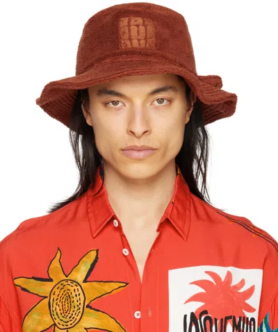 Jacquemus Orange Le Raphia 'le Bob Banho' Hat In Brown