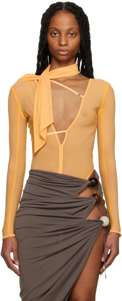 Jacquemus Le Abanaba Semi-sheer Bodysuit In Nude