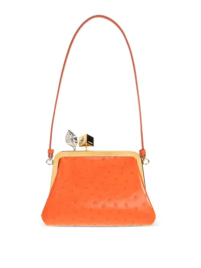 Jacquemus Orange Leather Clutch Bag In Red
