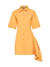 JACQUEMUS JACQUEMUS ORANGE MINI SHIRT DRESS LA ROBE CAMISA IN COTTON BLEND WOMAN