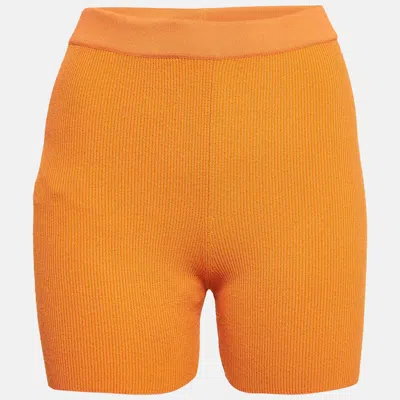 Jacquemus Orange Rib Knit Le Short Arancia Biker Shorts In Brown