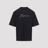 Jacquemus Relaxed Fit Black T-shirt With Cursive Script Logo In Black