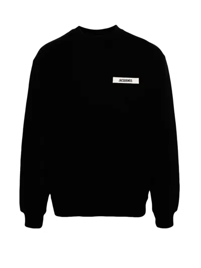 Jacquemus Relaxed Fit Long-sleeve Shirt With Minimalist Patch Detail In Black