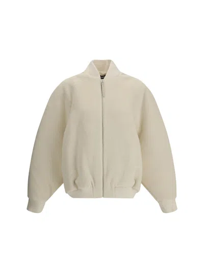 JACQUEMUS THE LE BLOUSON PILU JACKET IN WHITE ALPACA WOOL