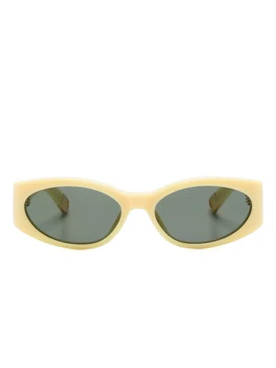 Jacquemus Les Lunettes Ovalo Oval Sunglasses In Yellow