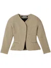 Jacquemus Oval Mini Blazer Jacket With Button Front In Neutral