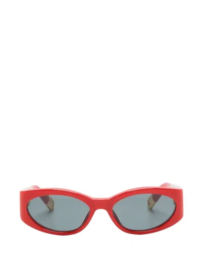 Jacquemus Oval-frame Sunglasses In Red
