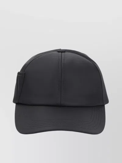 Jacquemus Ovalie Cotton Baseball Hat With Patch Pocket In Black