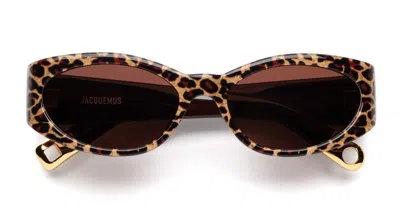 Jacquemus Ovalo - Leopard Sunglasses In Brown