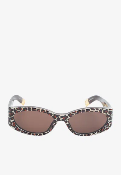 Jacquemus Ovalo Acetate Sunglasses In Brown