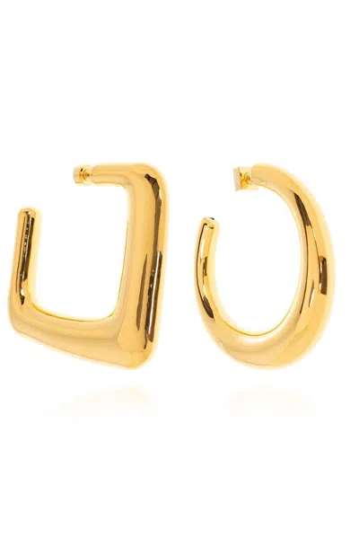 Jacquemus Ovalo Asymmetrical Earrings In Gold