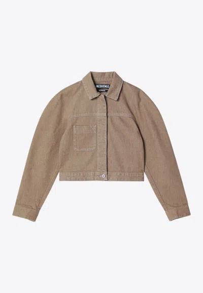 Jacquemus Ovalo Cargo Jacket In Brown