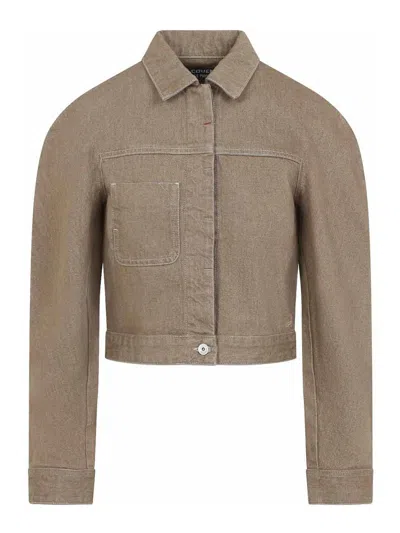 Jacquemus Ovalo Cargo Jacket In Brown