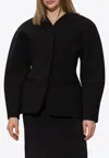 Jacquemus Tailored Blazer Peplum Structured Shoulders In Black