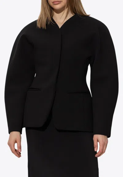 Jacquemus Ovalo Collarless Blazer In Black