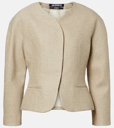Jacquemus Ovalo Cotton And Linen Jacket In Brown