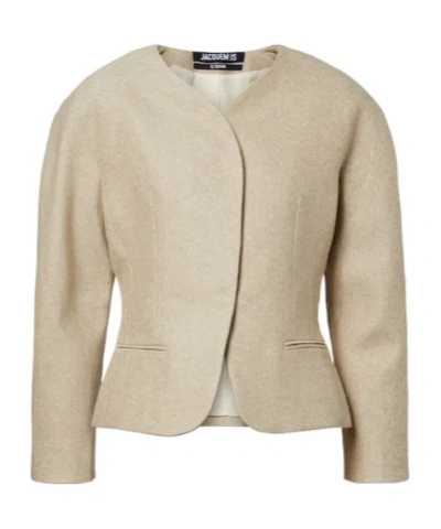 Jacquemus Ovalo Cotton And Linen Jacket In Brown