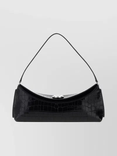 JACQUEMUS OVALO CROCODILE TEXTURE SHOULDER BAG