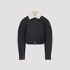 Jacquemus Le Bomber De-nimes Ovalo Blue Jacket With Fur Collar And Two Front Welt Pockets In Denim Woman In Blue