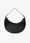 Jacquemus Crescent-shaped Black Leather Handbag With Gold-tone Clasp In Black
