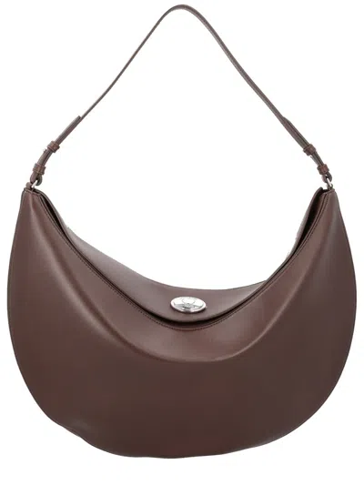 Jacquemus Ovalo Large Leather Hobo Bag In Brown