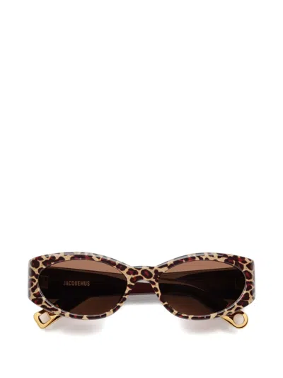 Jacquemus Ovalo Leopard-pattern Oval Sunglasses In Multi
