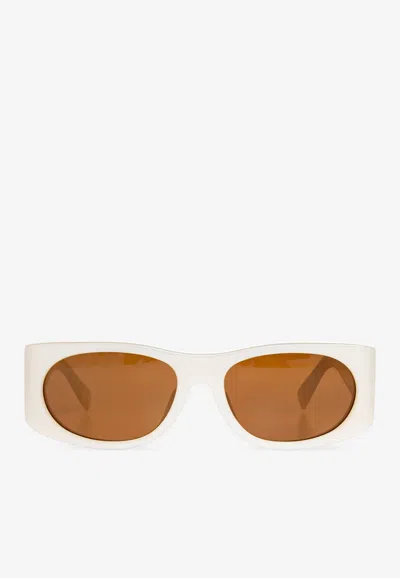 Jacquemus Ovalo Logo Sunglasses In Brown
