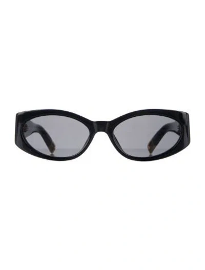 Pre-owned Jacquemus Ovalo Narrow Sunglasses In Black