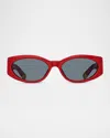 Jacquemus The Ovalo Logo Sunglasses In Red Yellow Gold Grey