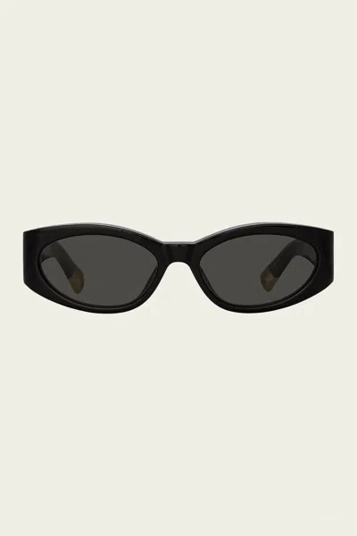 JACQUEMUS OVALO OVAL SUNGLASSES IN BLACK