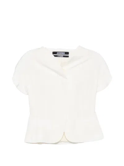 Jacquemus Ovalo Short-sleeve Blouse In White