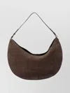 Jacquemus Le Calisso Rond Large Brown Shoulder Bag With Adjustable Strap And Embossed Crodocile Effect In Leat In Brown