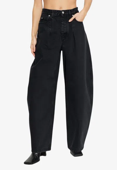 Jacquemus Ovalo Straight-leg Jeans In Black