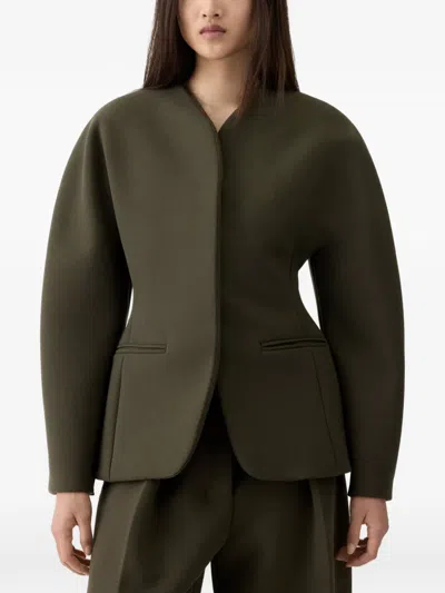 Jacquemus Ovalo V-neck Pocket Jacket In Green