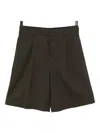 Jacquemus Le Short Ovalu Pleated Stretch Virgin Wool Shorts In Brown
