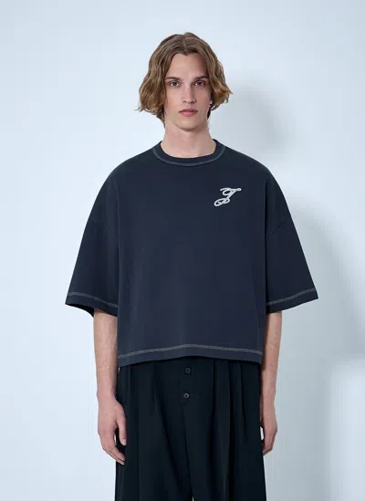 Jacquemus Contrast-stitching T-shirt In Blue